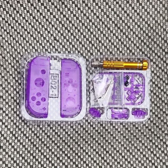 NEW Nintendo Switch Transparent Clear Atmoic Purple Joy Con Shells With Tools - Picture 4 of 4